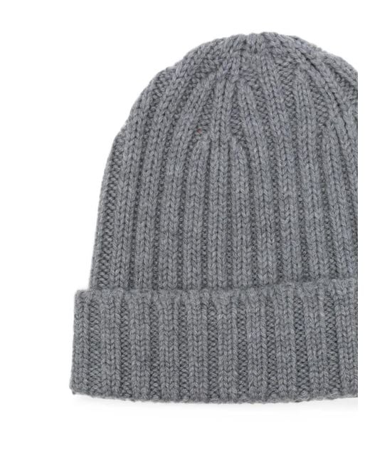 Aspesi Gray Ribbed-Knit Hat for men