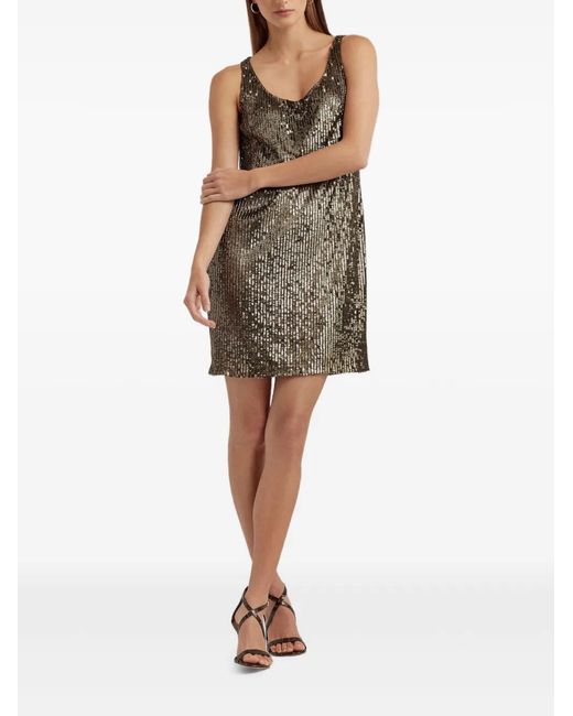 lauren ralph lauren gold sequin dress A/W 1995 Gold Turtleneck Fully Sequin Embellished Long Sleeve Gown