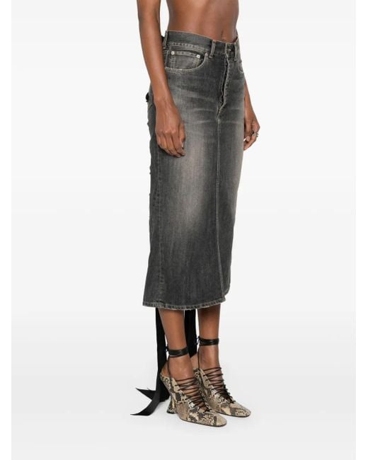 Balenciaga Black Lace-Up Denim Skirt