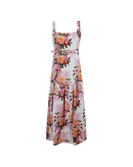 Borgo De Nor White Davie Floral-Print Belted Maxi Dress