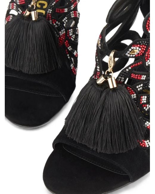 Kat Maconie White Aya Saba Snake-Embellished Tassel Sandals