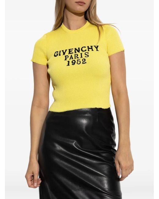 Givenchy Yellow Ribbed Logo Top