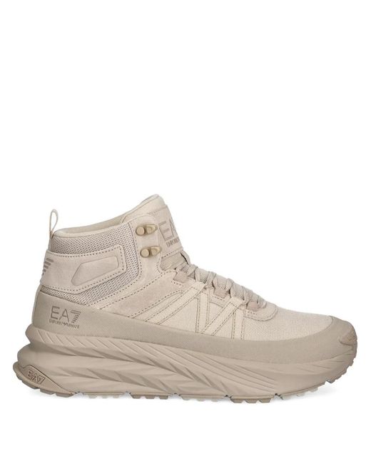 EA7 Natural High-Top Logo Sneakers