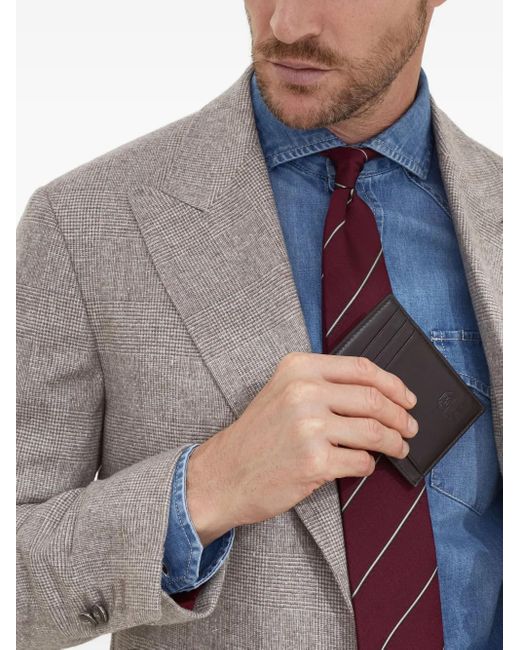Brunello Cucinelli Black Leather Card Holder for men