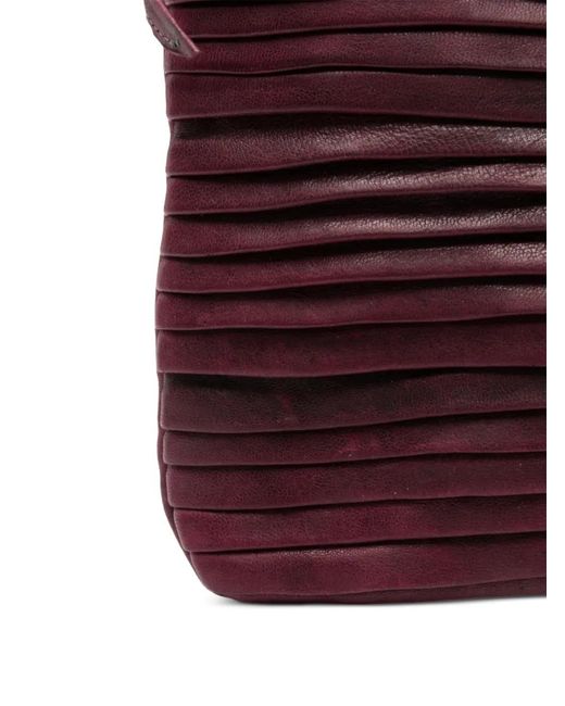 SOMMET Purple Country Rows Pleated Leather Shoulder Bag