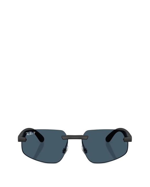 Ray-Ban Blue Rimless Rectangle-Frame Sunglasses