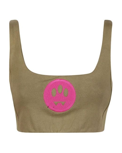 Barrow Geribbelde Tanktop Met Logodetail in het Pink