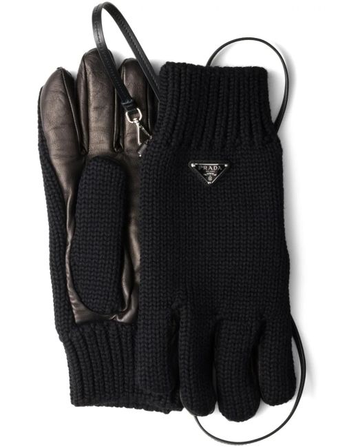 Prada Handschuhe Mit Einsätzen in Black für Herren