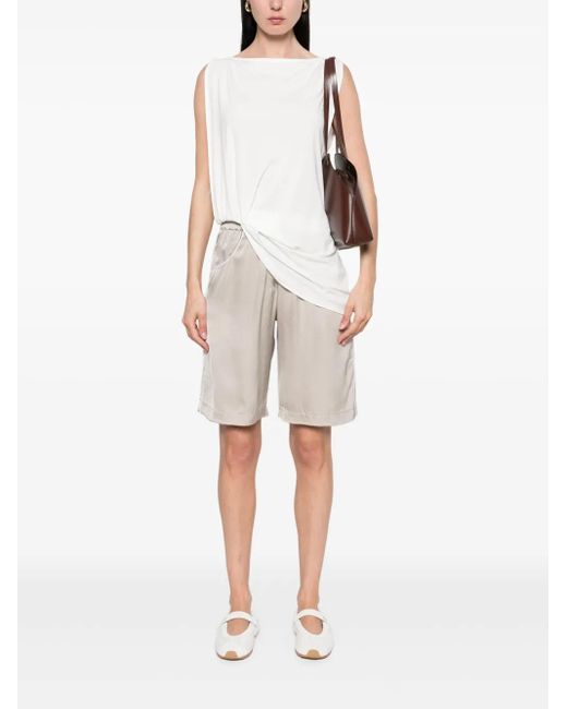 Akep White Satin Shorts