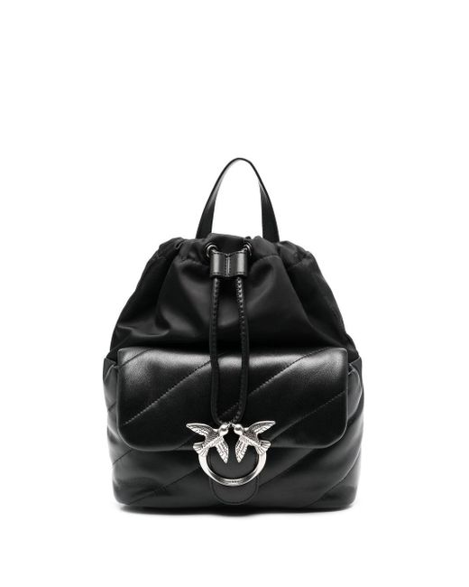 Pinko Cotton Love Birds Diagonal Quilted Backpack in Black Lyst UK