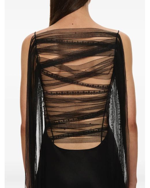 Christopher Esber Black Lattice-Lace Silk Gown