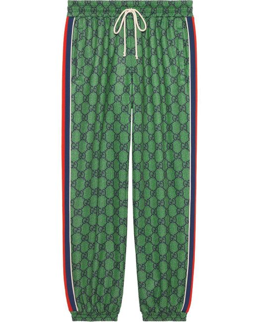 Gucci Cotton GG Web-stripe Track Pants in Green for Men - Lyst