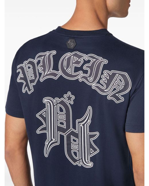 Philipp Plein Tattoo T-Shirt mit Rundhalsausschnitt in Blue für Herren