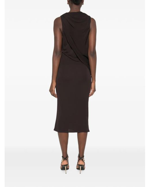 Tom Ford White Draped Plunging-Neck Midi Dress