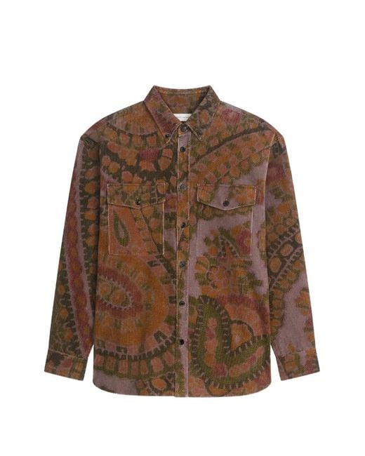 Dries Van Noten Brown Loose Corduroy Shirt for men