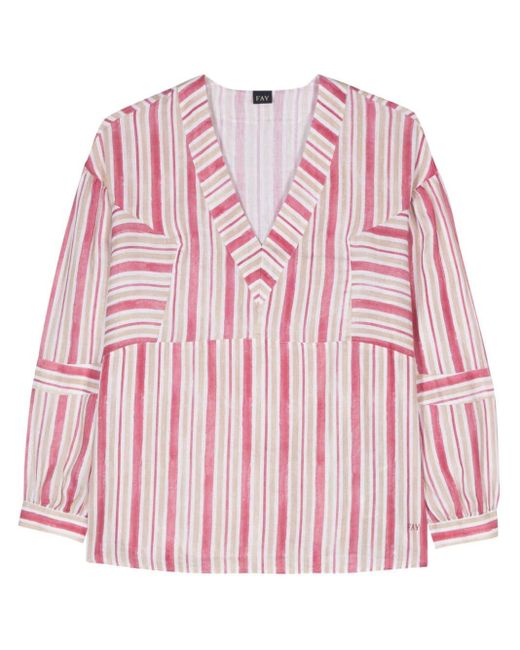 Fay Pink Striped Linen Blouse