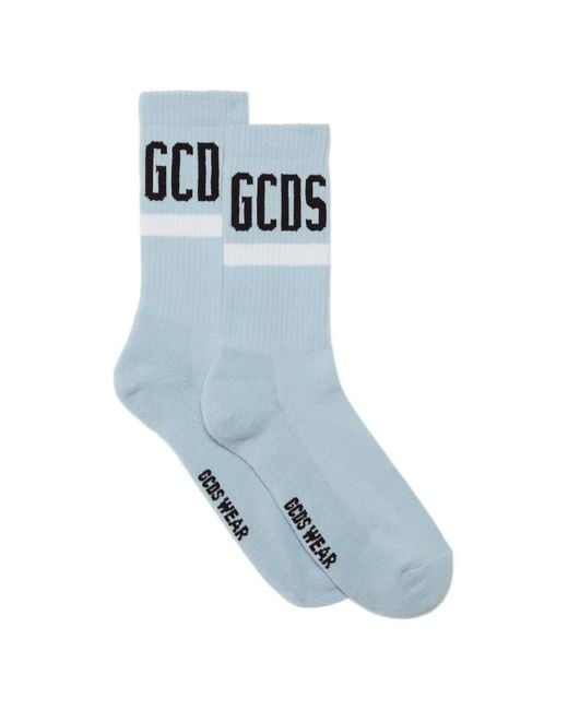Gcds Blue Logo-Intarsia Socks