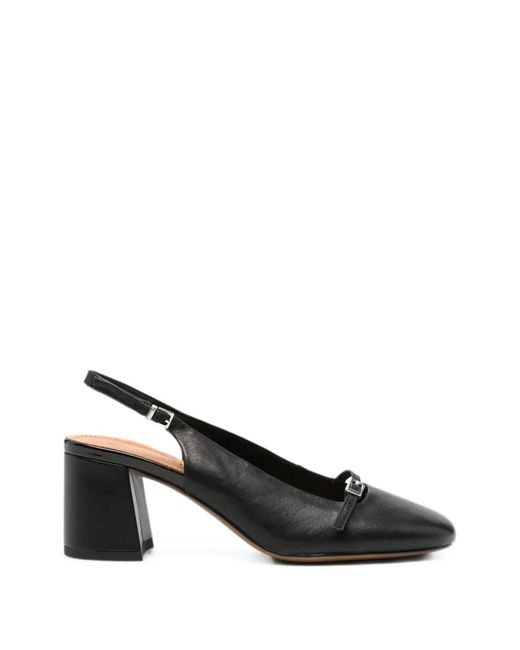 SERGIO MORETTI FIRENZE Black Buckle-Detail Slingback Pumps