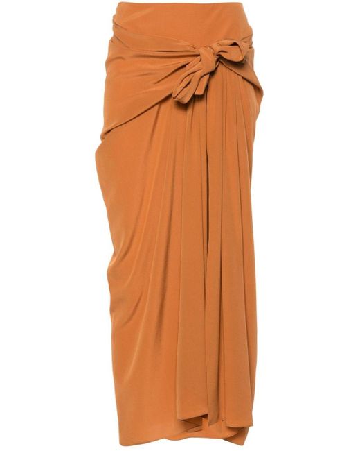 Ermanno Scervino Orange Pleat-detail Silk Skirt