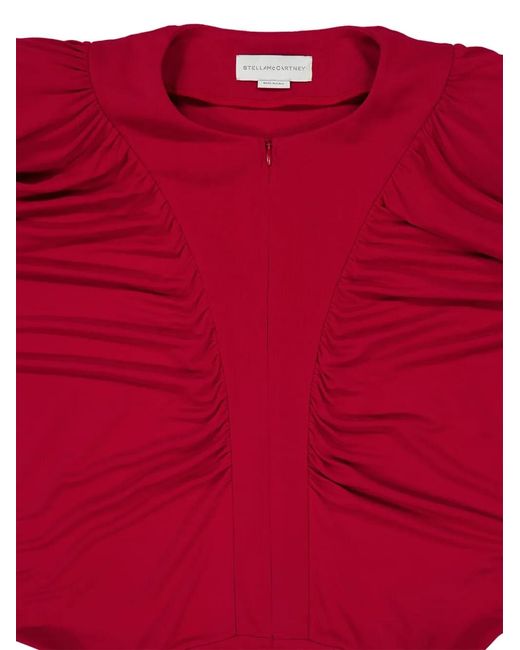 Stella McCartney Red Draped Long-Sleeve Gown