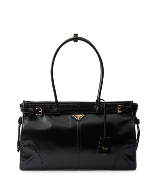 Prada Black Grand Sac À Main Bonnie En Nubuck
