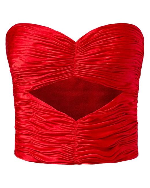Alejandra Alonso Rojas Red Cut-Out Bustier Top
