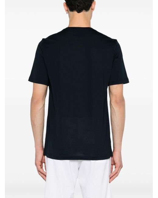 Kiton Black Logo-embroidered Cotton T-shirt for men