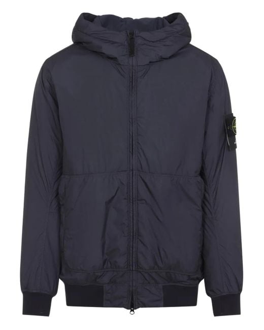 Stone Island Jas Met Capuchon En Vlakken in het Blue voor heren