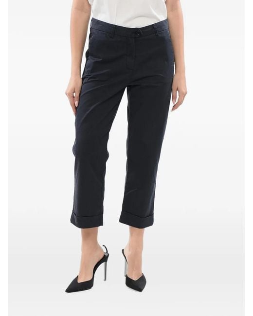 Woolrich Blue Cuffed-Hem Cropped Trousers