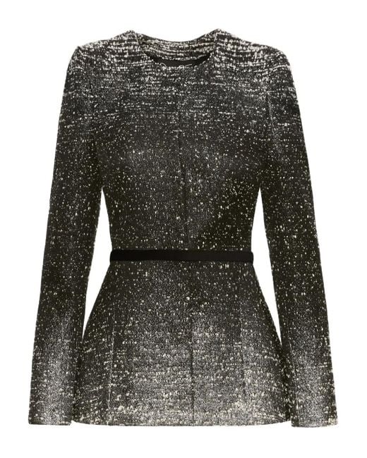 Oscar de la Renta Black Ombré Bouclé Jacket