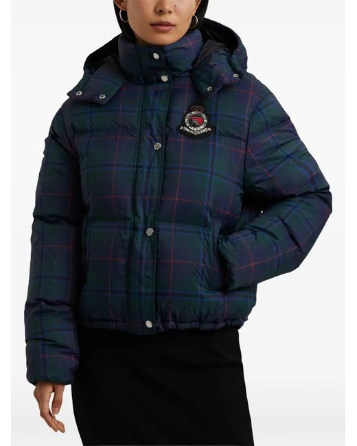 Ralph Lauren Blue Logo-Patch Puffer Jacket