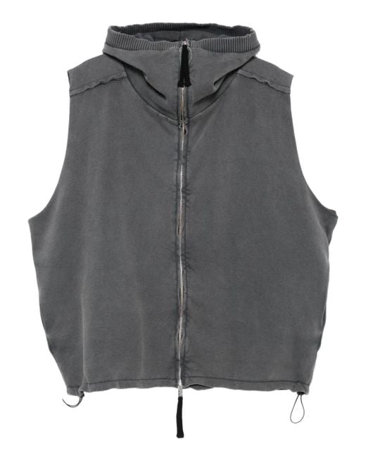 メンズ Thom Krom ジップアップ フーデッドベスト Gray