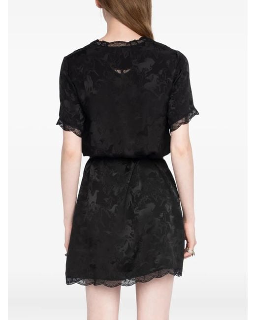 Vestido corto con estampado floral Zadig & Voltaire de color Black