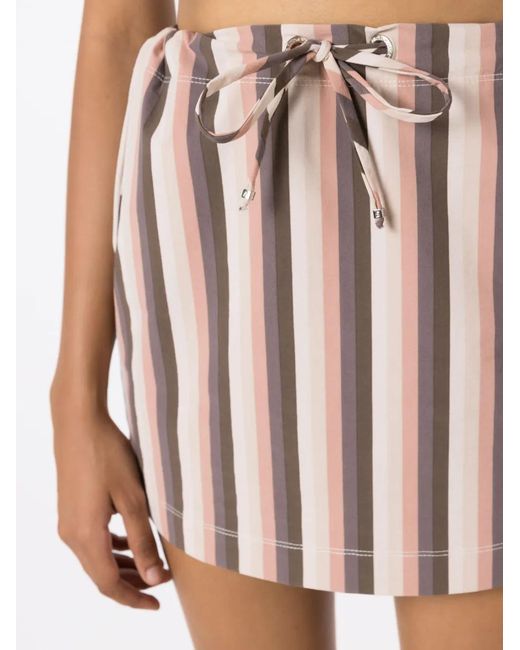 Amir Slama Pink Striped Drawstring-Waist Miniskirt