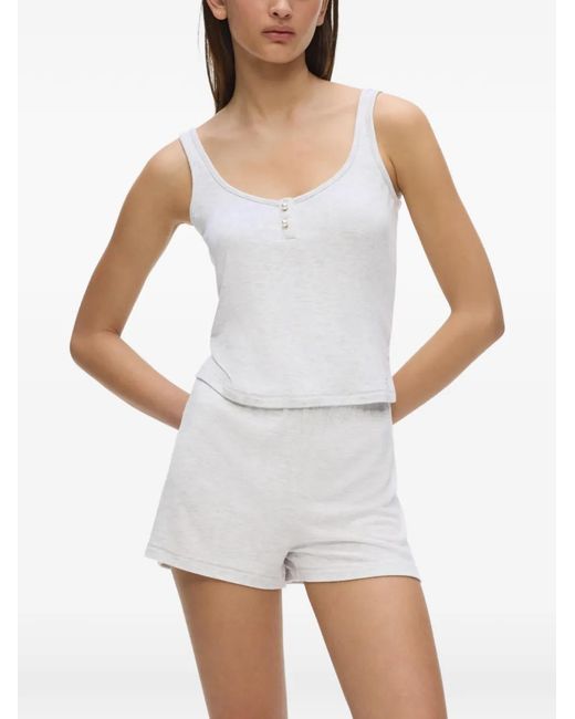 Karl Lagerfeld White Pearl-Embellished Cami Top