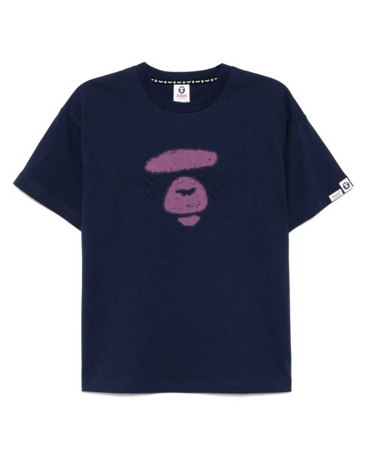 A Bathing Ape Blue Moonface-Logo T-Shirt
