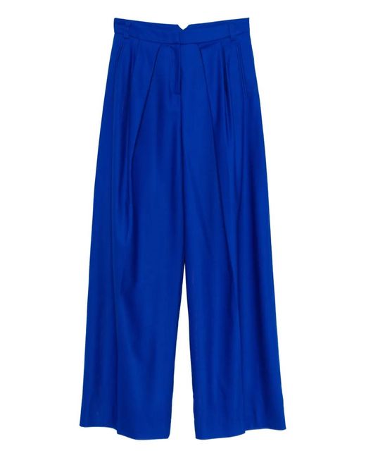 David Koma Blue Pleated-Front Trousers