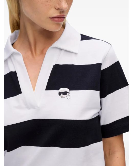 Karl Lagerfeld White Ikon-Patch Polo Shirt