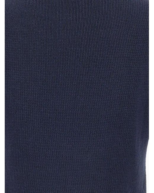 Gran Sasso Blue Braided Short-Sleeve Sweater