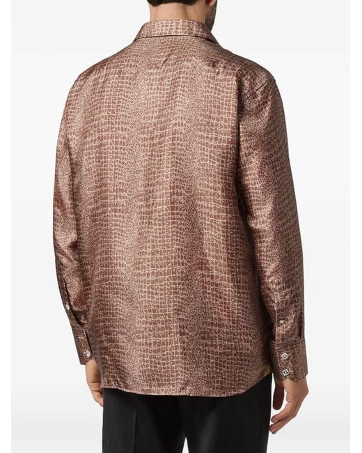 Billionaire Brown Blouse À Imprimé Peau De Serpent for men