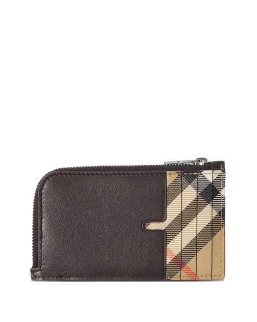 Burberry Gray Pop Check Zip Card Case for men