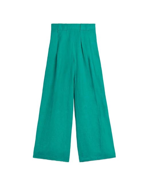 Momoní Green Aspen Pleated Palazzo Pants
