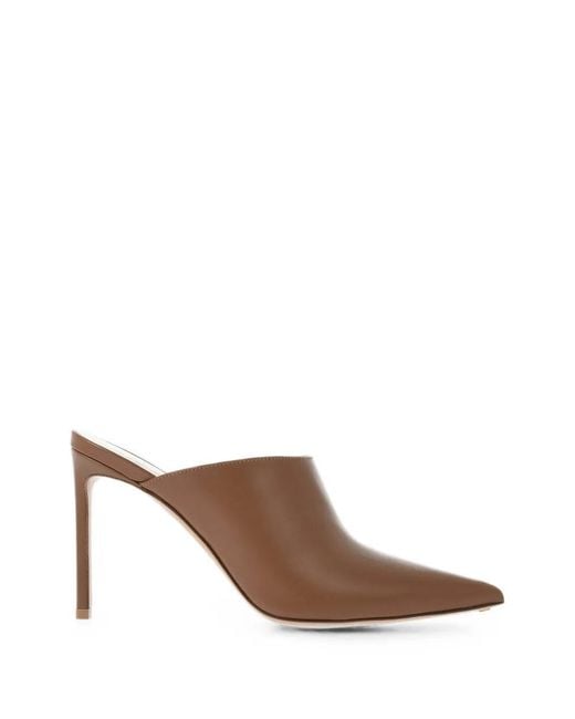 Francesco Russo Brown Pointed-Toe Stiletto Mules