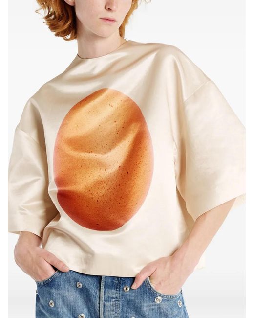 A.W.A.K.E. MODE White Egg-Print Blouse