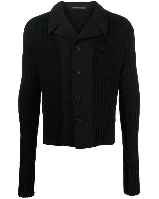Yohji Yamamoto Black Blazer-Style Wool Cardigan for men