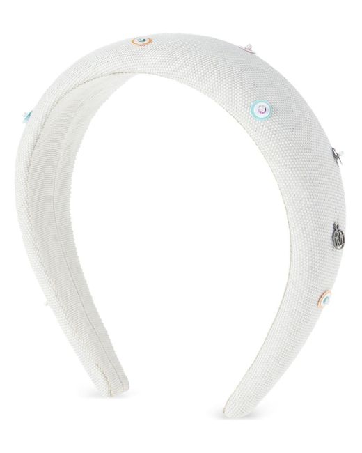 Maison Michel Miwa 3d Haarband Verfraaid Met Kralen in het White