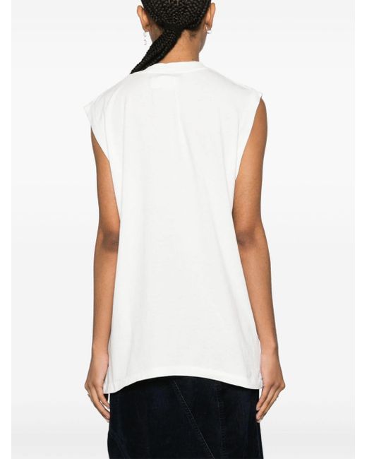 Maison Margiela White Graphic-appliqué Sleeveless Cotton T-shirt