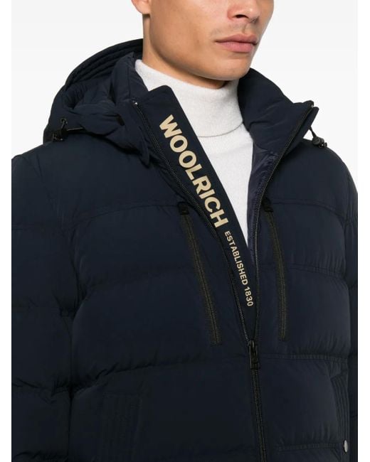 Woolrich Blue Stretch Nylon Down Jacket for men