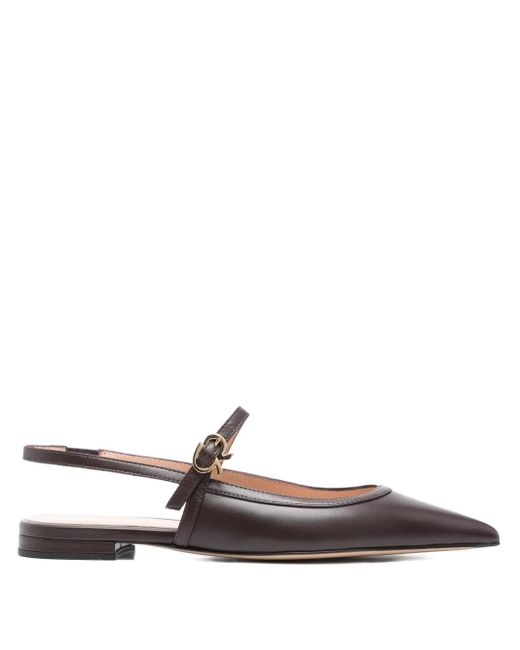 Gianvito Rossi White Spitze Ballerinas mit Schnallenriemen