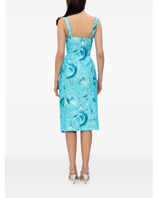 Versace Jeans Couture Blue Floral Belted Dress